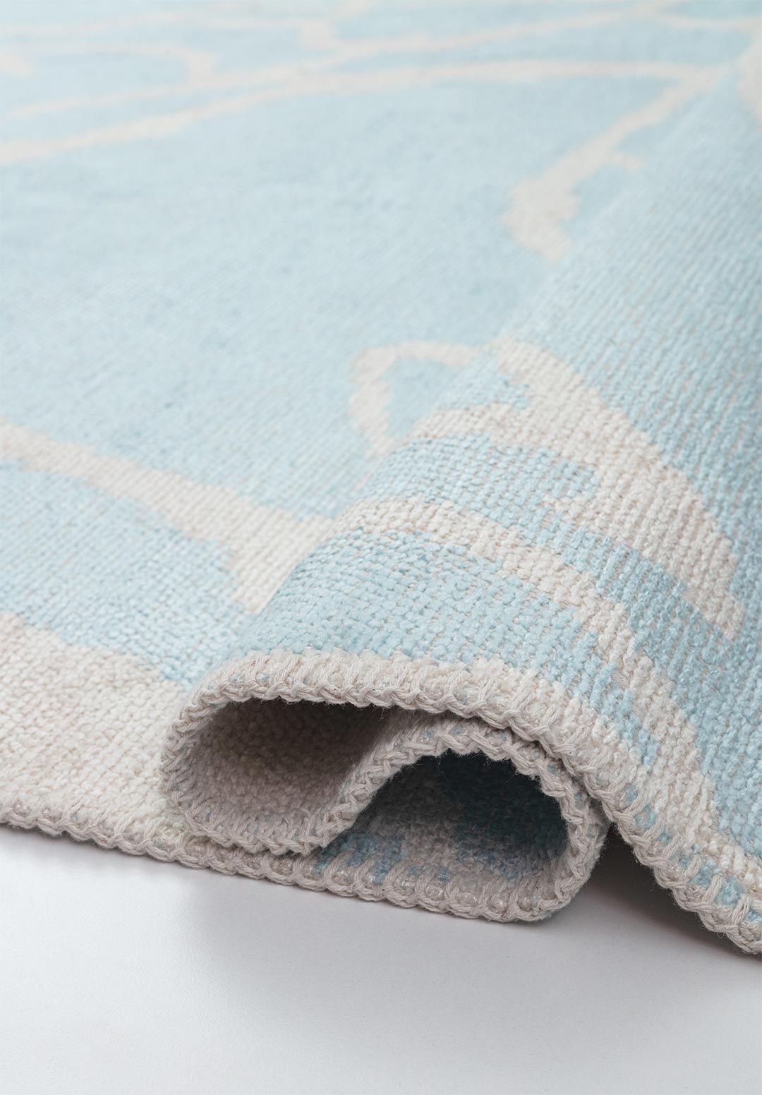 Flaw Ecru - Ice Blue Rug Rugs - Venetto Design Venettodesign.com