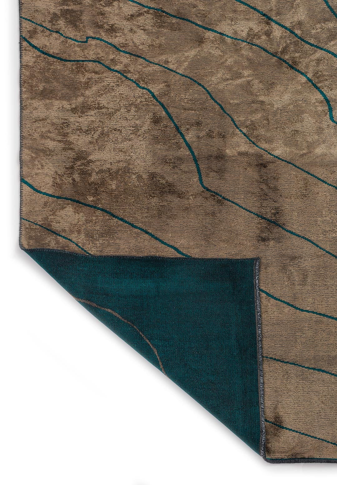 Curve Light Brown - Dark Turquoise Rug Rugs - Venetto Design Venettodesign.com
