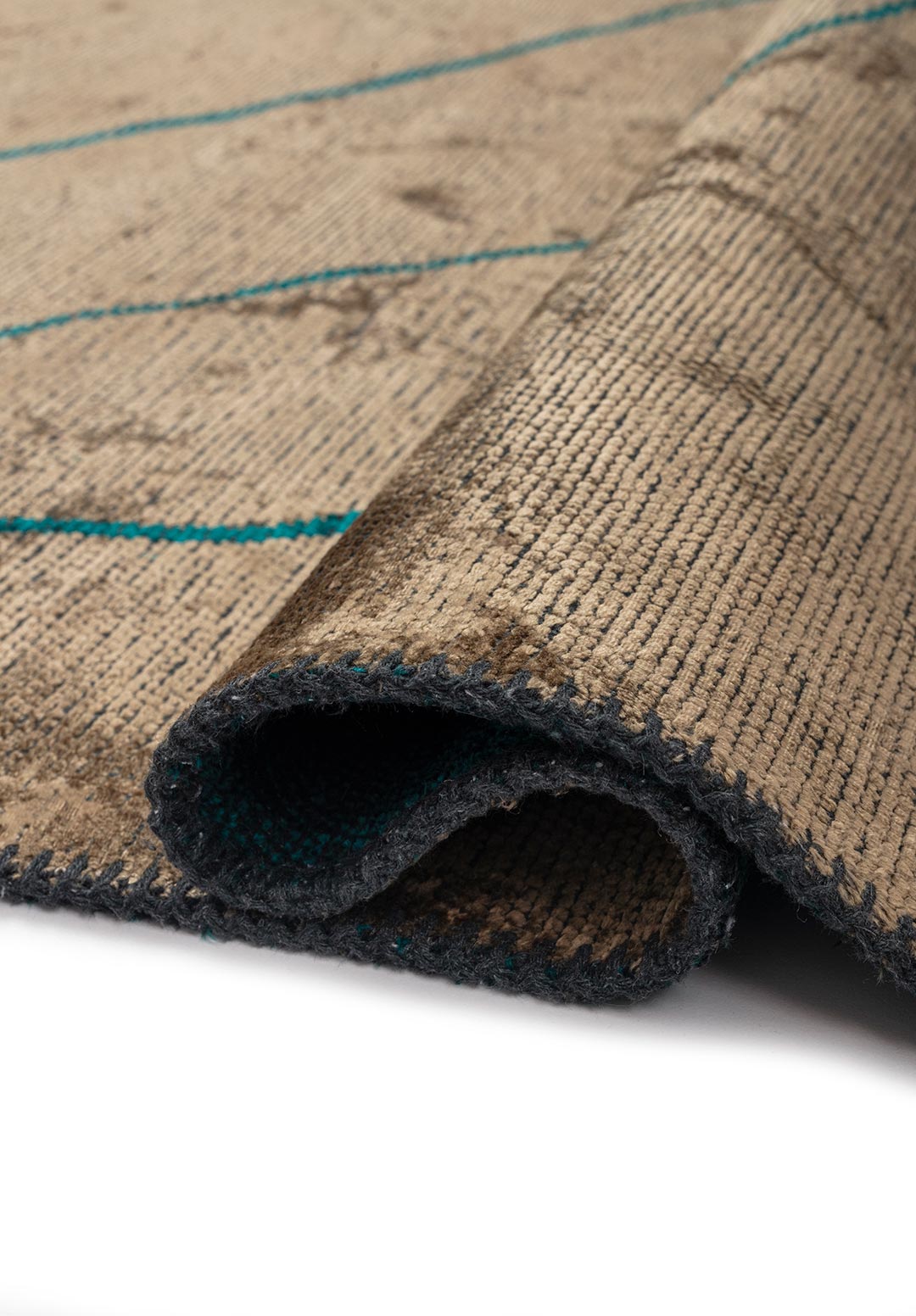 Curve Light Brown - Dark Turquoise Rug Rugs - Venetto Design Venettodesign.com
