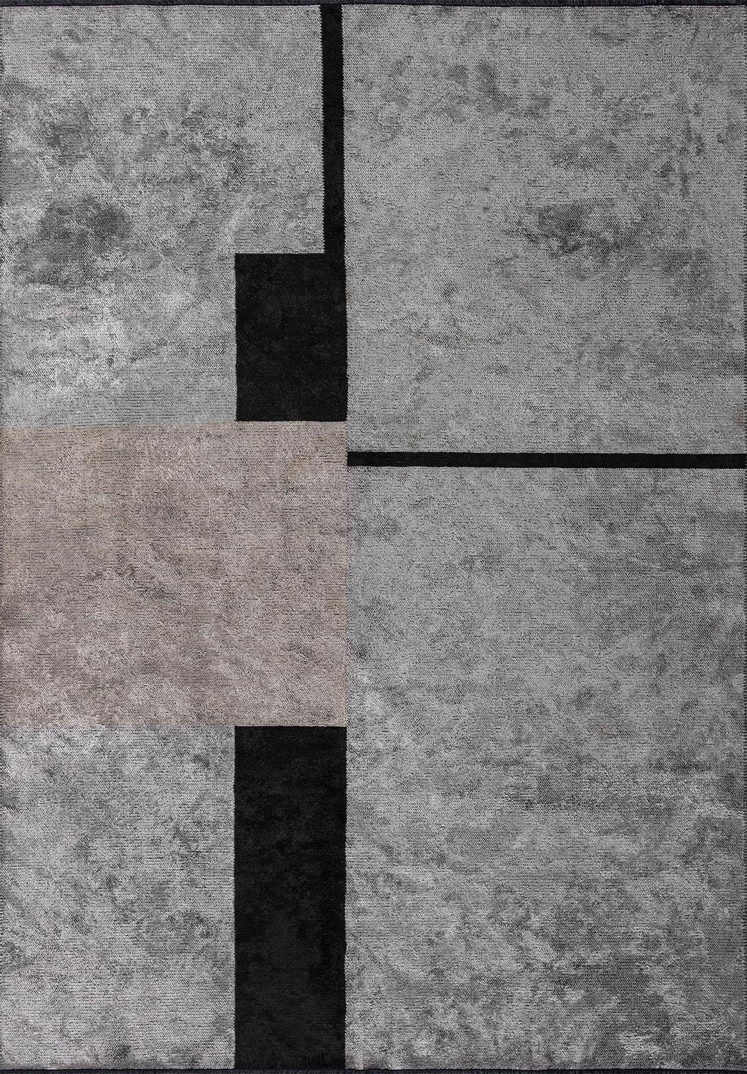 Block Black - Light Grey Rug Rugs - Venetto Design Venettodesign.com