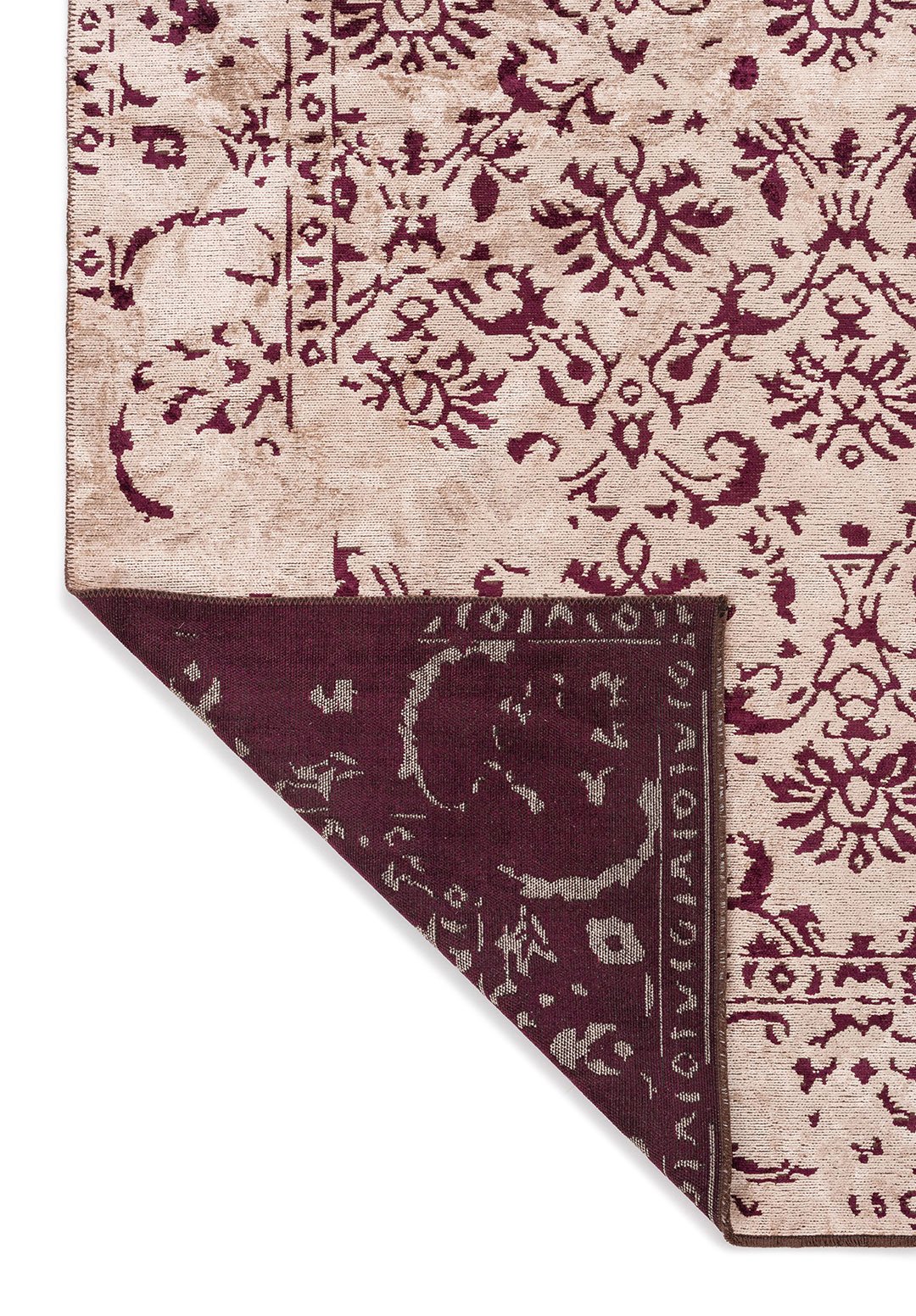 Eloria Dark Damson - Light Cream Rug Rugs - Venetto Design Venettodesign.com