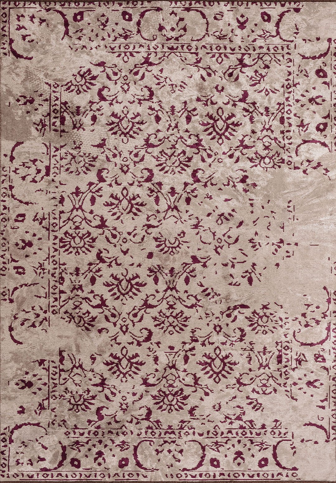 Eloria Dark Damson - Light Cream Rug Rugs - Venetto Design Venettodesign.com