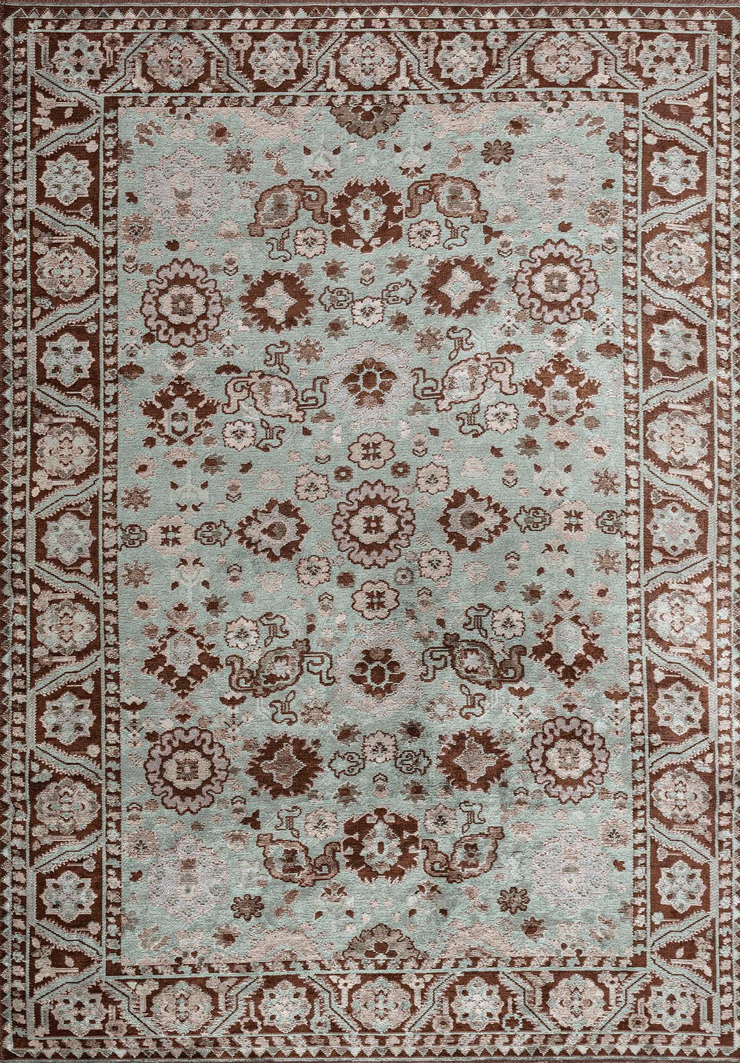 Evangeline River Green - Dark Brown Rug Rugs - Venetto Design Venettodesign.com