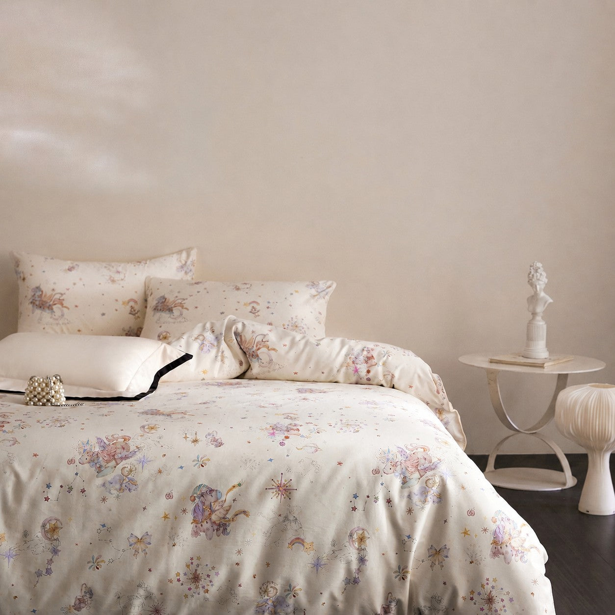Pegasia Fairy Tale Luxury Egyptian Cotton Duvet Cover Set with Pony Print - Venetto Design Venettodesign.com