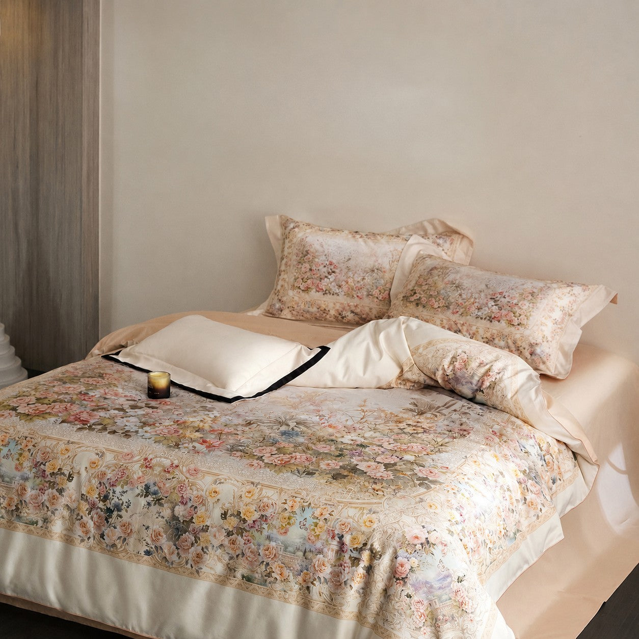 Mireya Botanical Luxury Egyptian Cotton Duvet Cover Set with Vintage Floral Print - Venetto Design Venettodesign.com