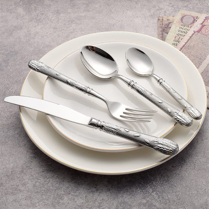 Eternal Grace Silver Luxury 18/10 Stainless Steel Cutlery Set with Ornate Handle - Venetto Design Venettodesign.com
