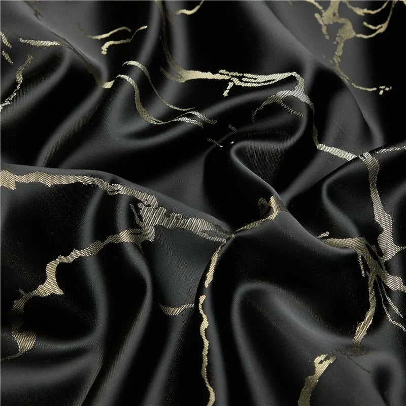 Nero Black Cotton Satin Bedding Set