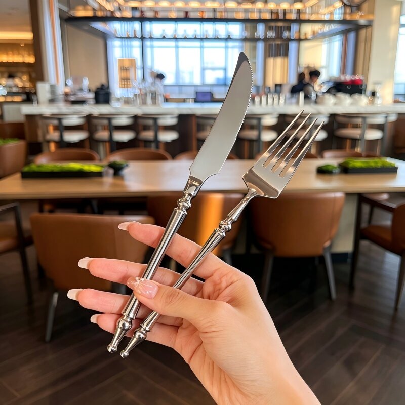 Xena Silver Luxury 18/10 Stainless Steel Cutlery Set with Baluster Detailing Handle - Venetto Design Venettodesign.com