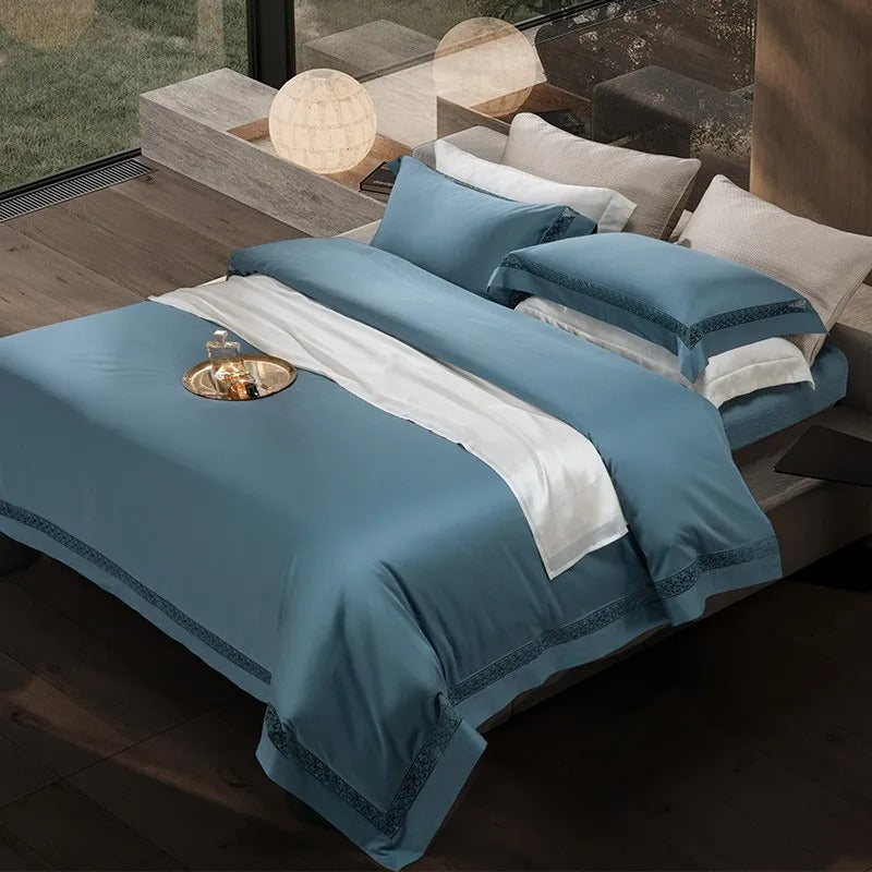 Elysium Blue Egyptian Cotton Bedding Set