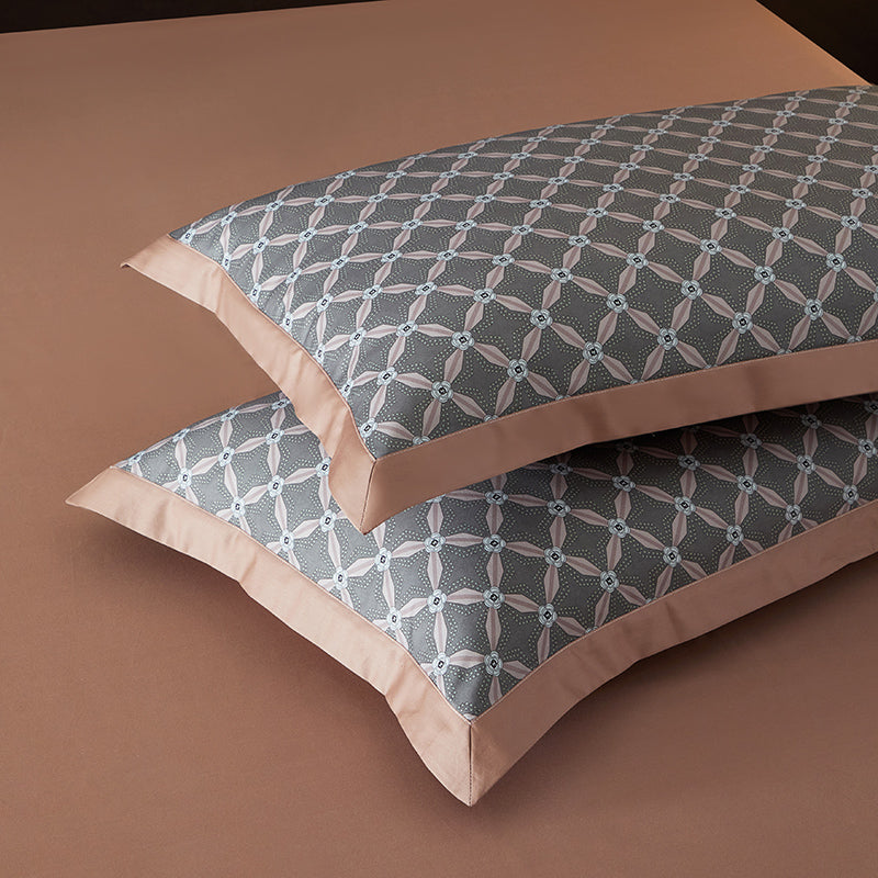 Roselle Geometric Luxury Egyptian Cotton Duvet Cover Set with Lattice Print - Venetto Design Venettodesign.com