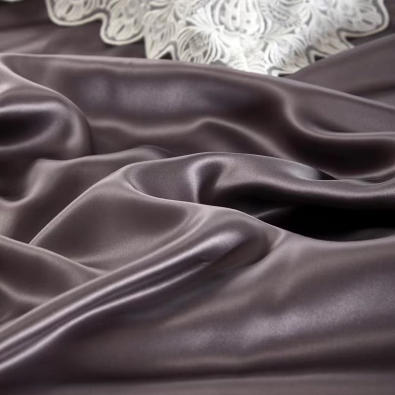 Aristelle Ash Grey Luxury Pure Mulberry Silk Bedding Set