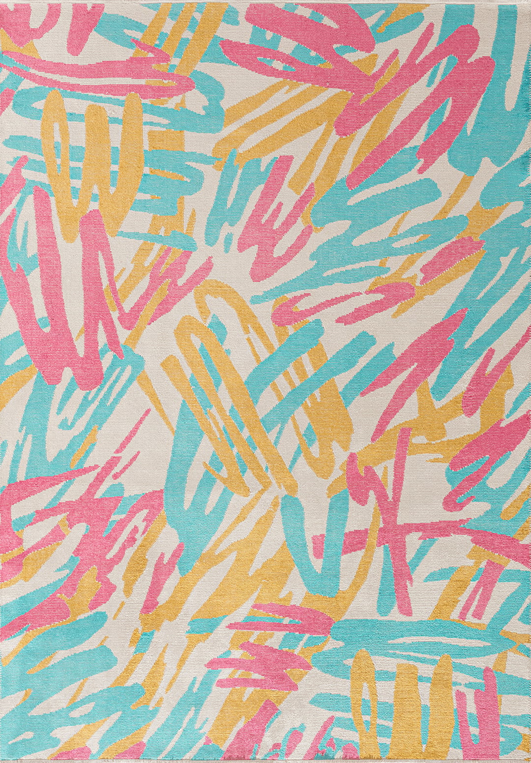 Carnival Pink - Ecru Rug Rugs - Venetto Design Venettodesign.com