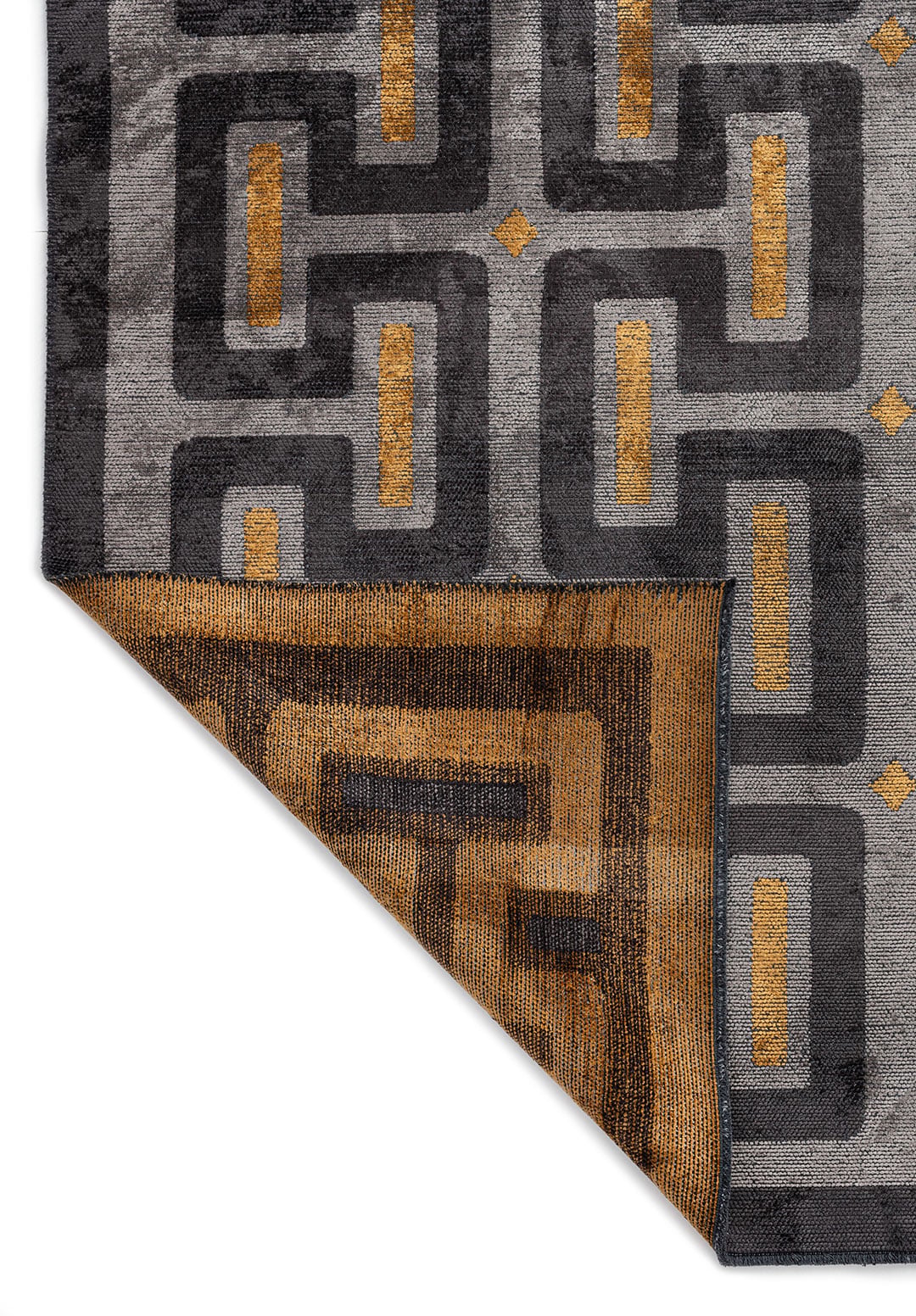 Meander Grey - Mustard Rug Rugs - Venetto Design Venettodesign.com