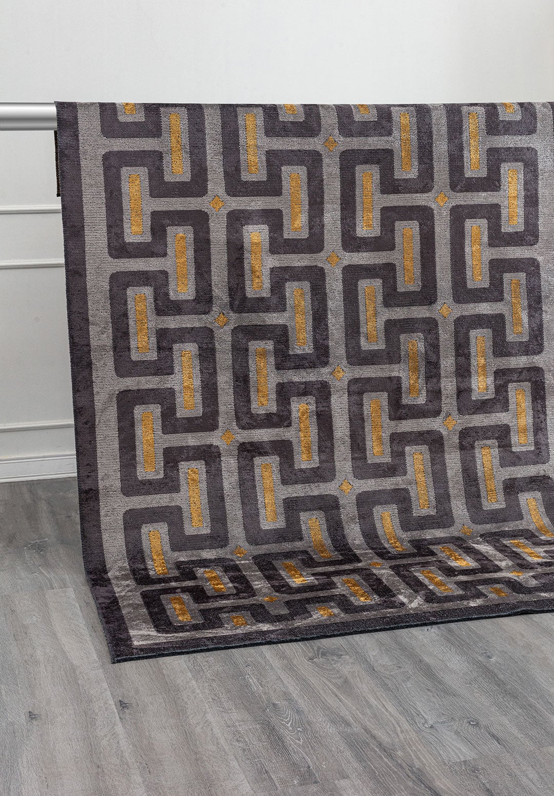 Meander Grey - Mustard Rug Rugs - Venetto Design Venettodesign.com