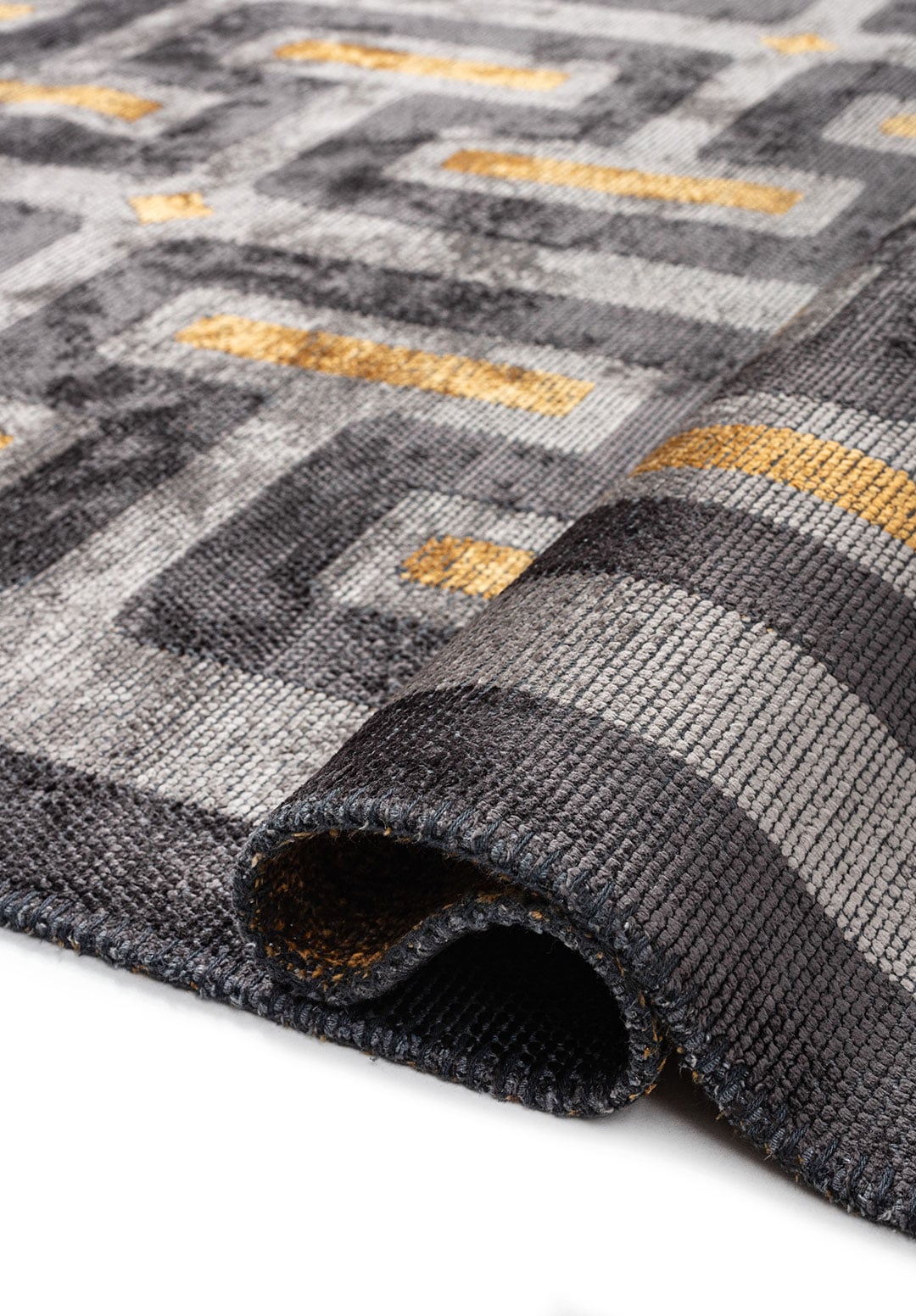 Meander Grey - Mustard Rug Rugs - Venetto Design Venettodesign.com