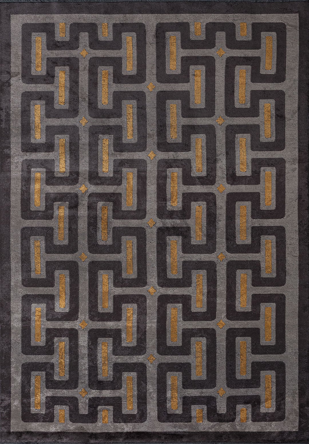 Meander Grey - Mustard Rug Rugs - Venetto Design Venettodesign.com