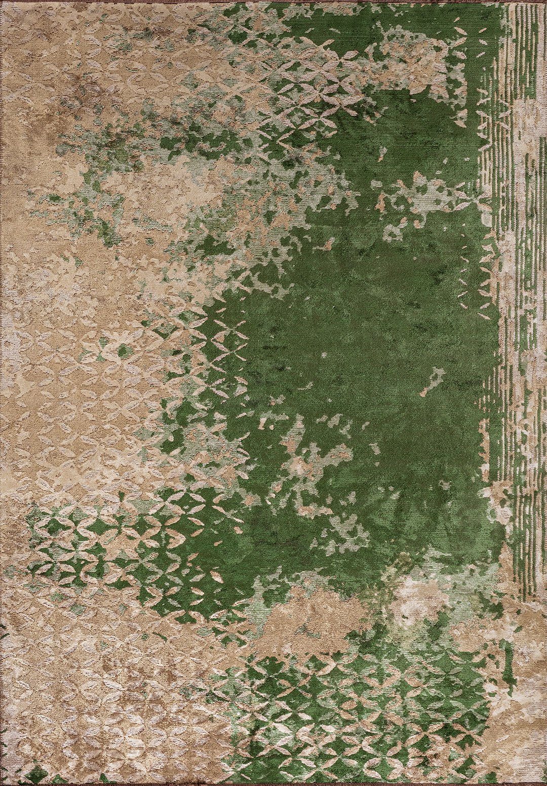 Bloom Forest Green - Dark Beige Rug Rugs - Venetto Design Venettodesign.com