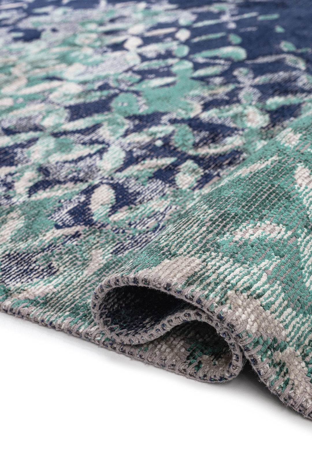 Bloom Dark Navy - Dark Green Rug Rugs - Venetto Design Venettodesign.com