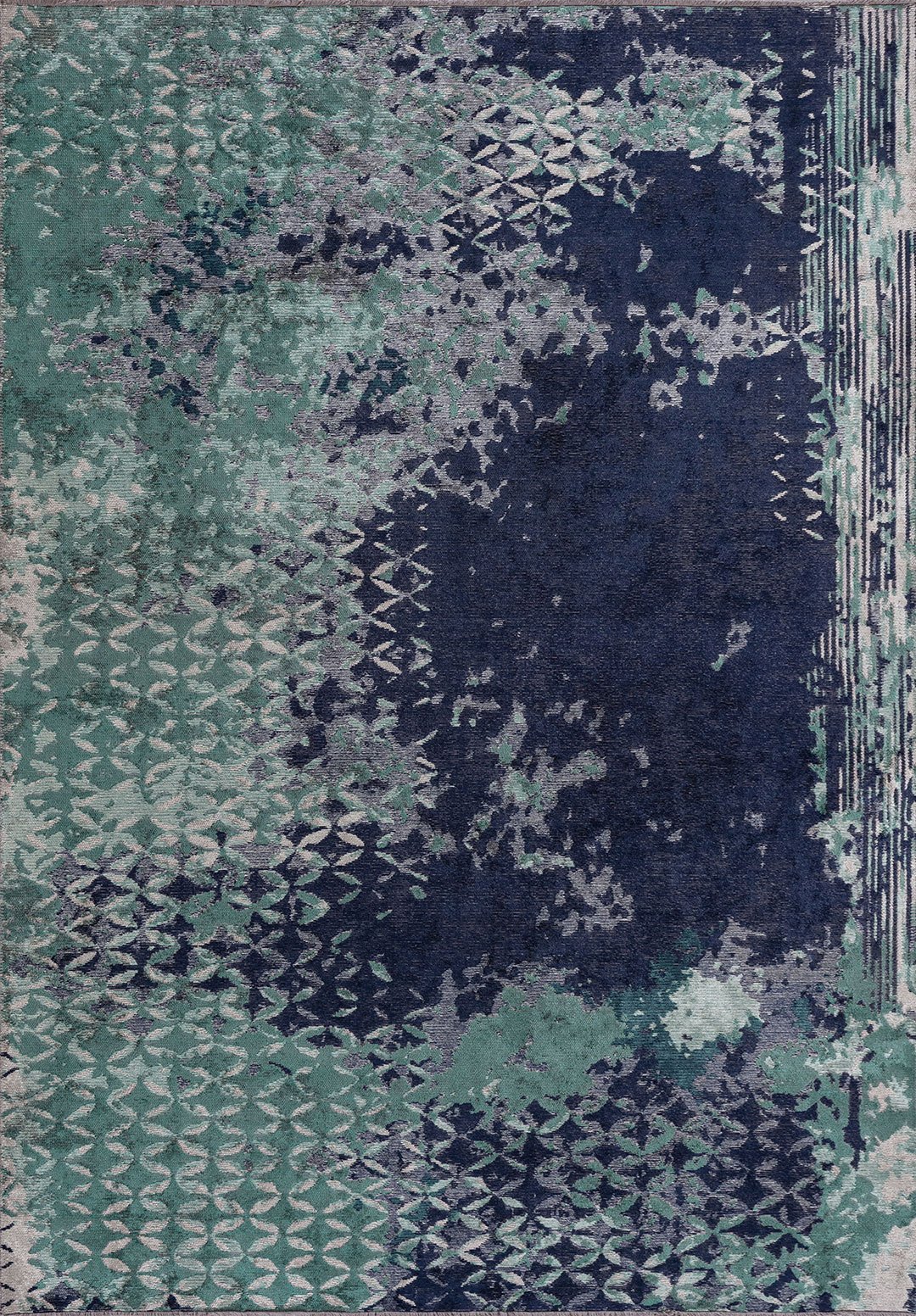 Bloom Dark Navy - Dark Green Rug Rugs - Venetto Design Venettodesign.com