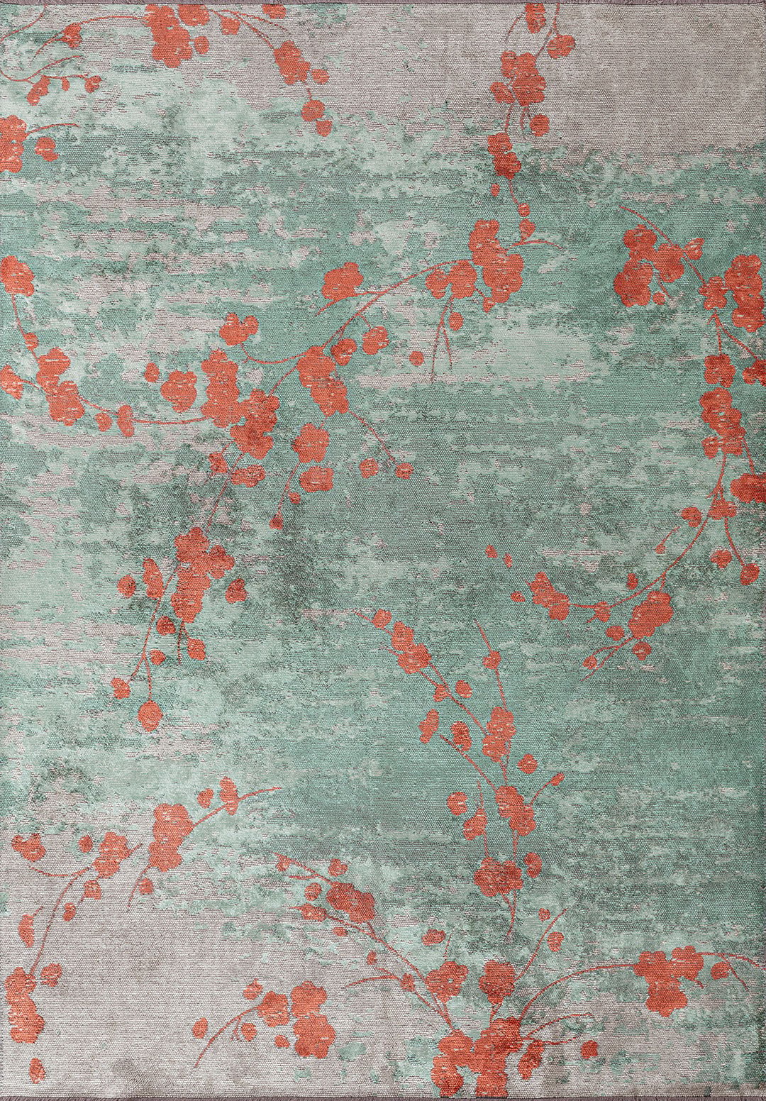 Blossom Coral - River Green Rug Rugs - Venetto Design Venettodesign.com