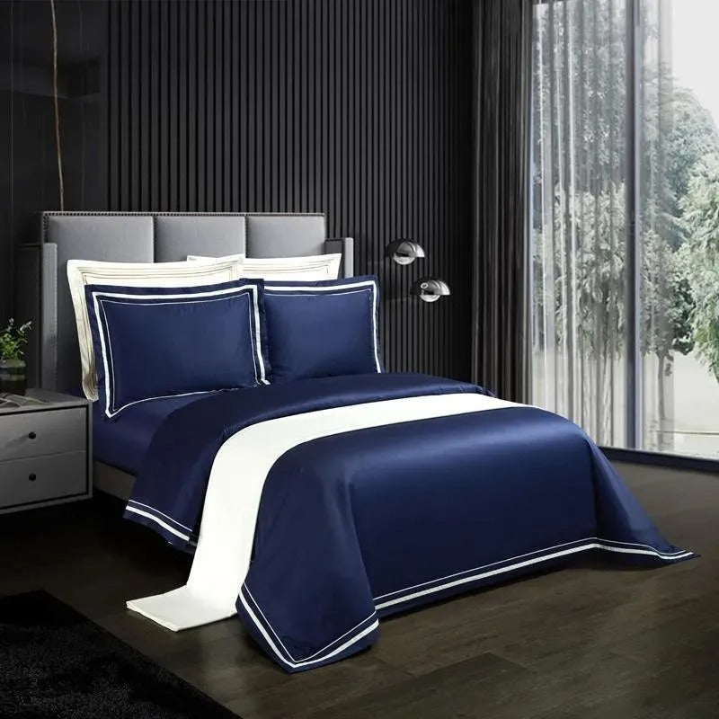 Ona Blue Luxury Egyptian Cotton Bedding Set