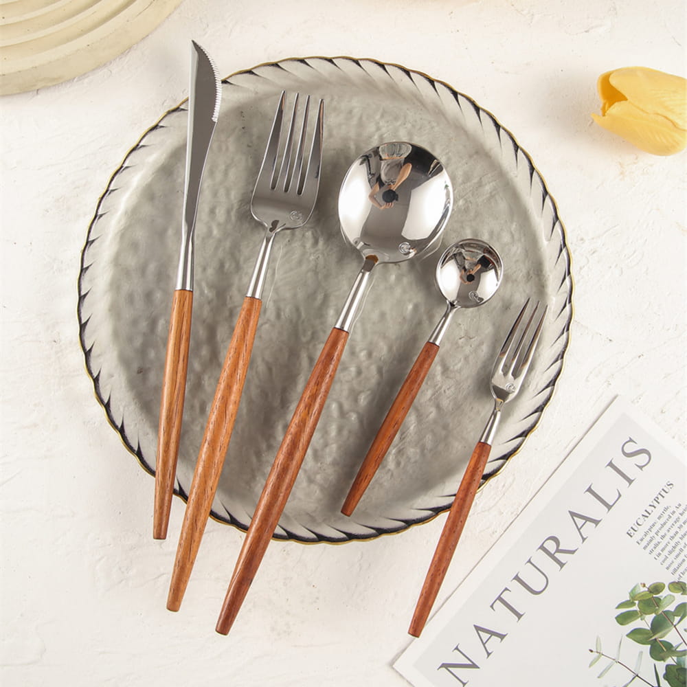 Dalbergia Luxury Stainless Steel Cutlery Set with Rosewood Handle - Venetto Design Venettodesign.com