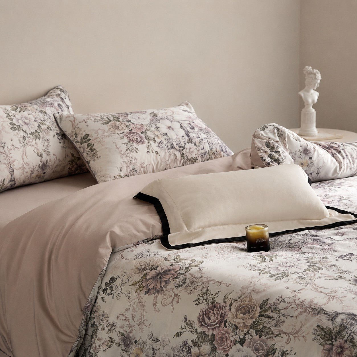 Cryria Pearl Garden Botanical Luxury Egyptian Cotton Duvet Cover Set with Floral, Baroque and European Architectural Print - Venetto Design Venettodesign.com