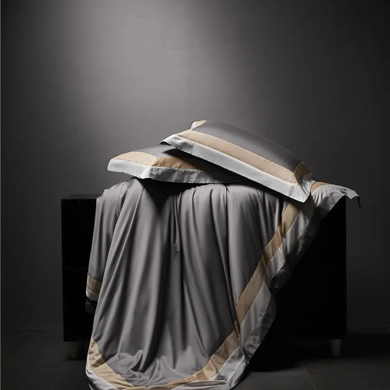 Luxor Grey Stripe Egyptian Cotton Bedding Set