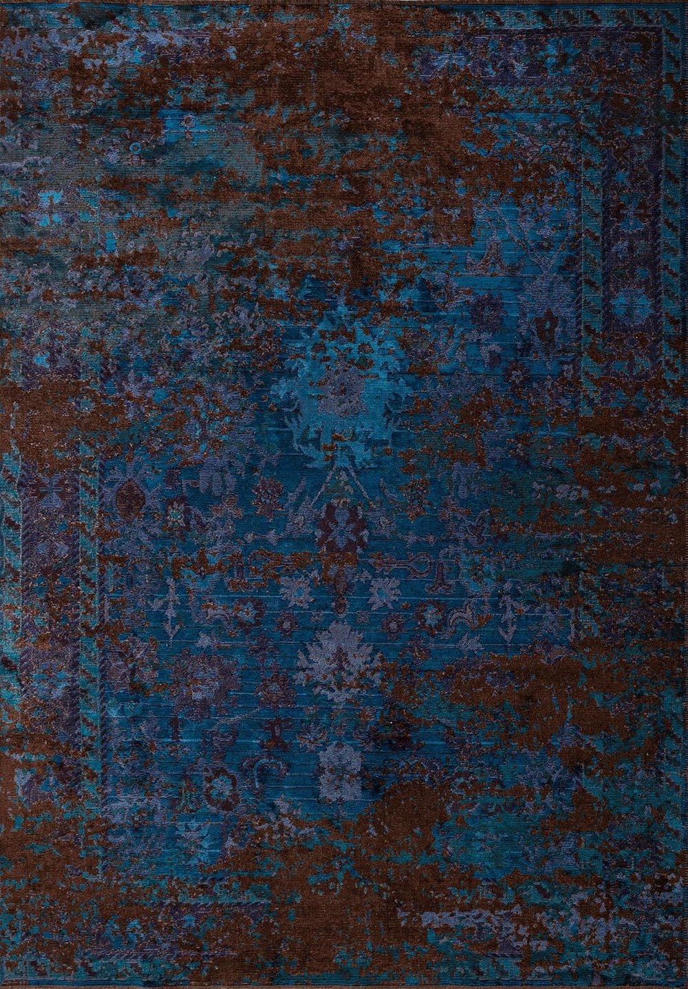 Patina Dark Navy - Dark Brown Rug