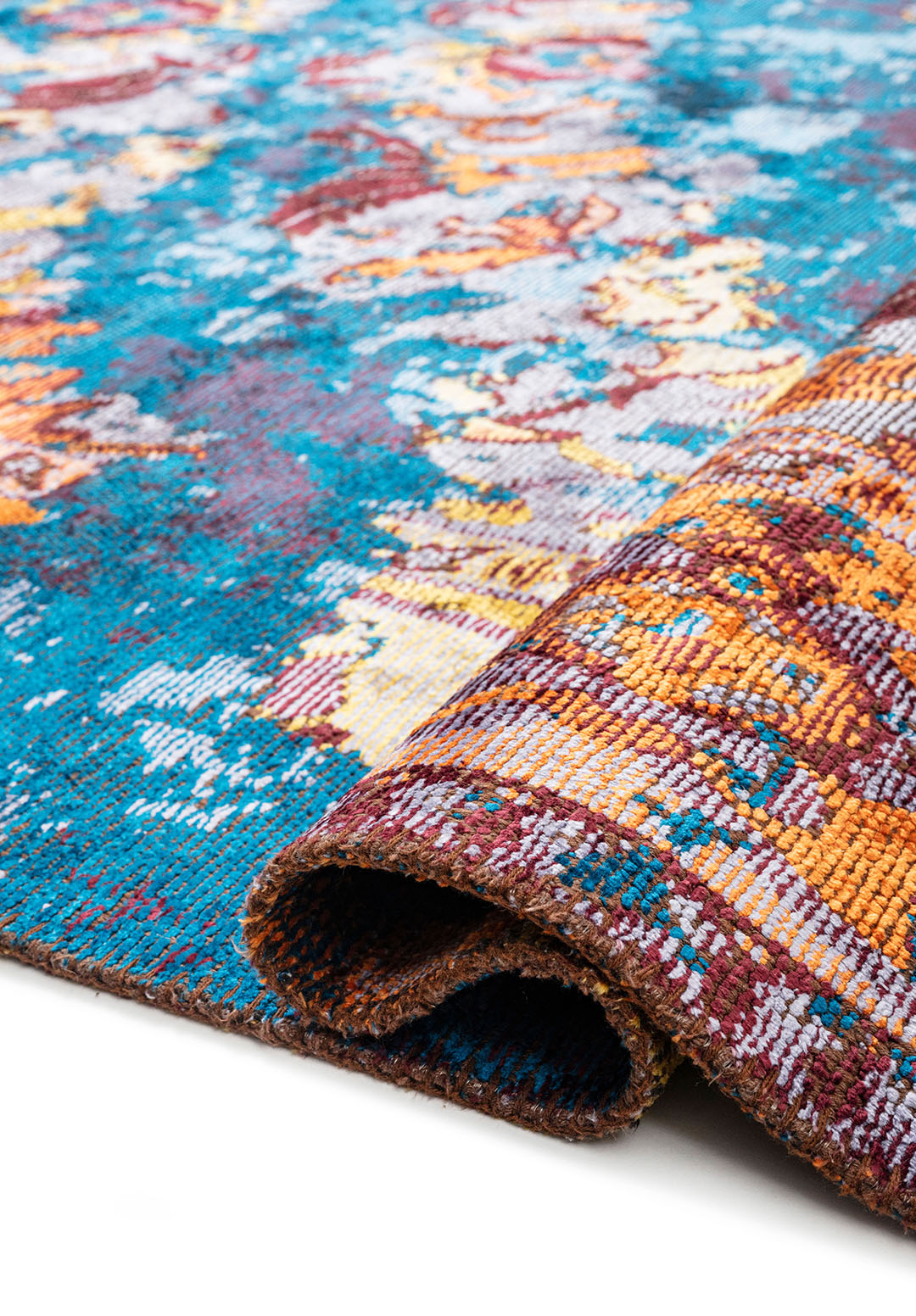 Excelsior Orange - Cyan Rug Rugs - Venetto Design Venettodesign.com