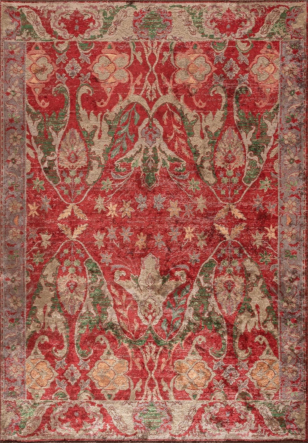 Velorien Forest Green - Red Rug Rugs - Venetto Design Venettodesign.com