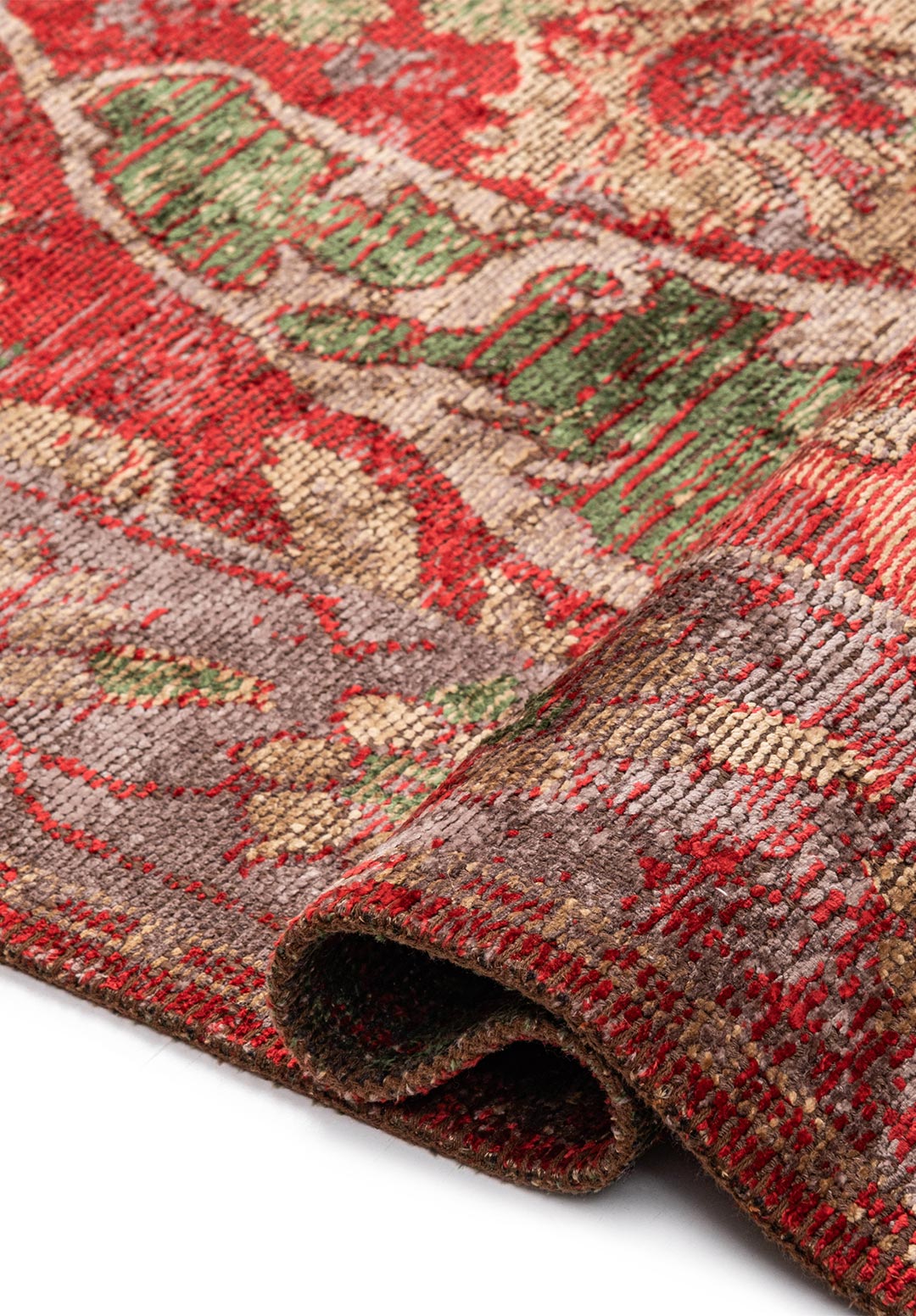 Velorien Forest Green - Red Rug Rugs - Venetto Design Venettodesign.com