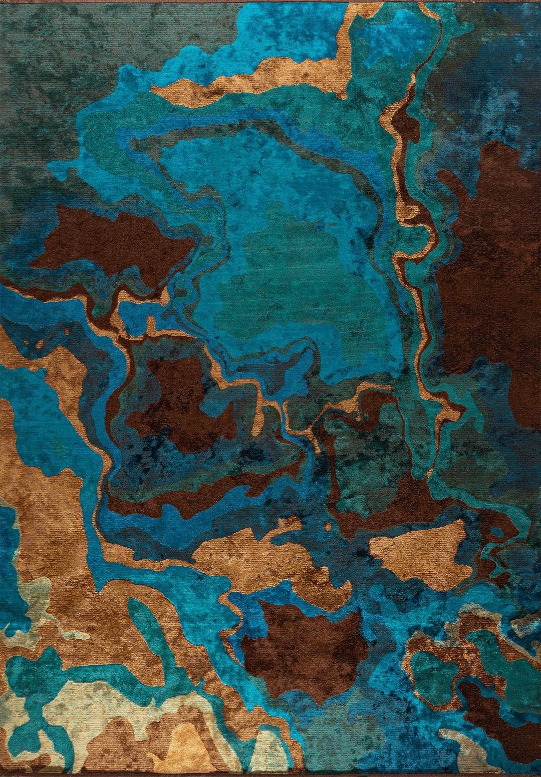 Isola Dark Brown - Cyan Rug Rugs - Venetto Design Venettodesign.com