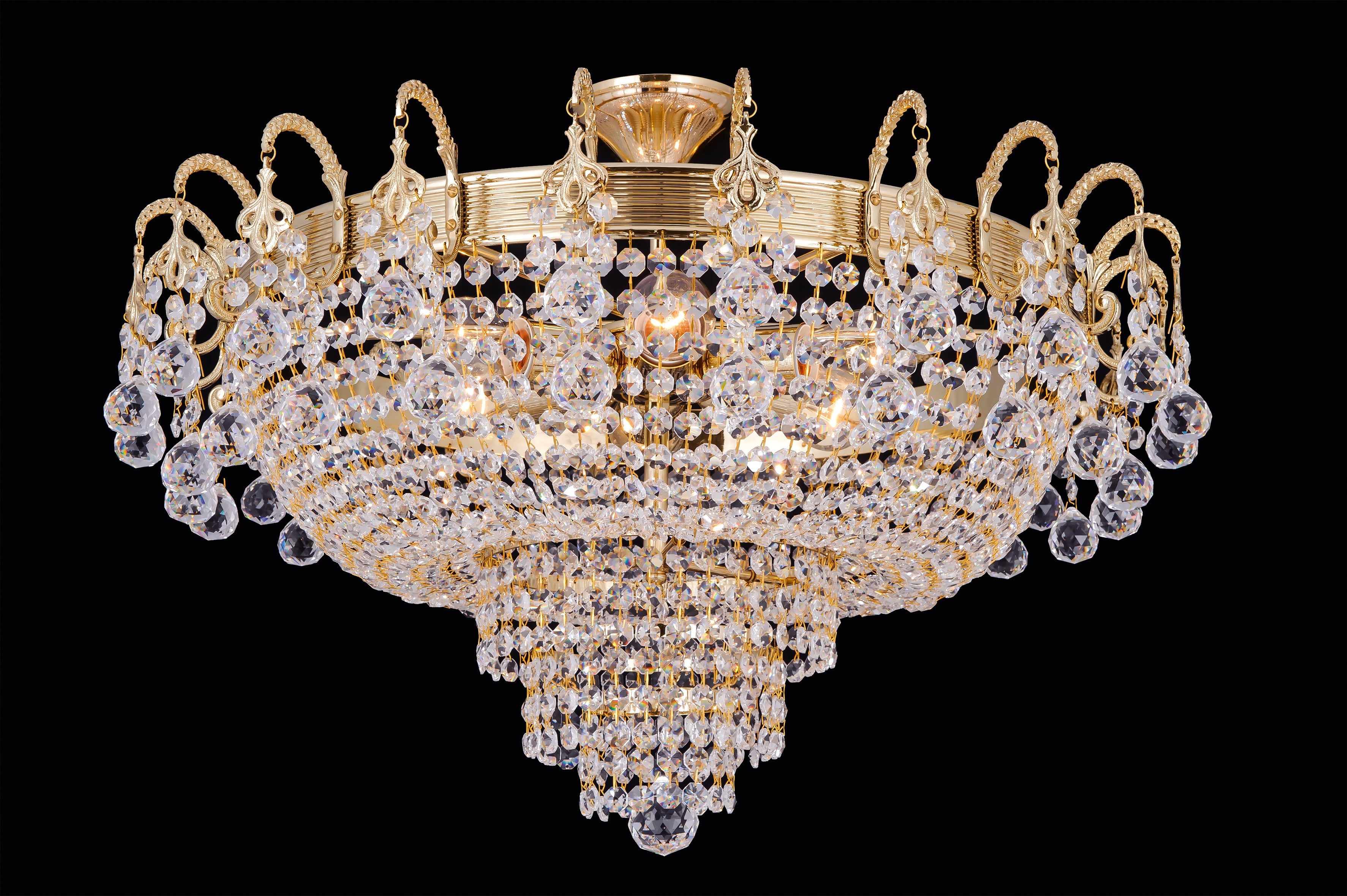 Denain Majestic 6-Light Asfour Crystal Chandelier in Gold Finish
