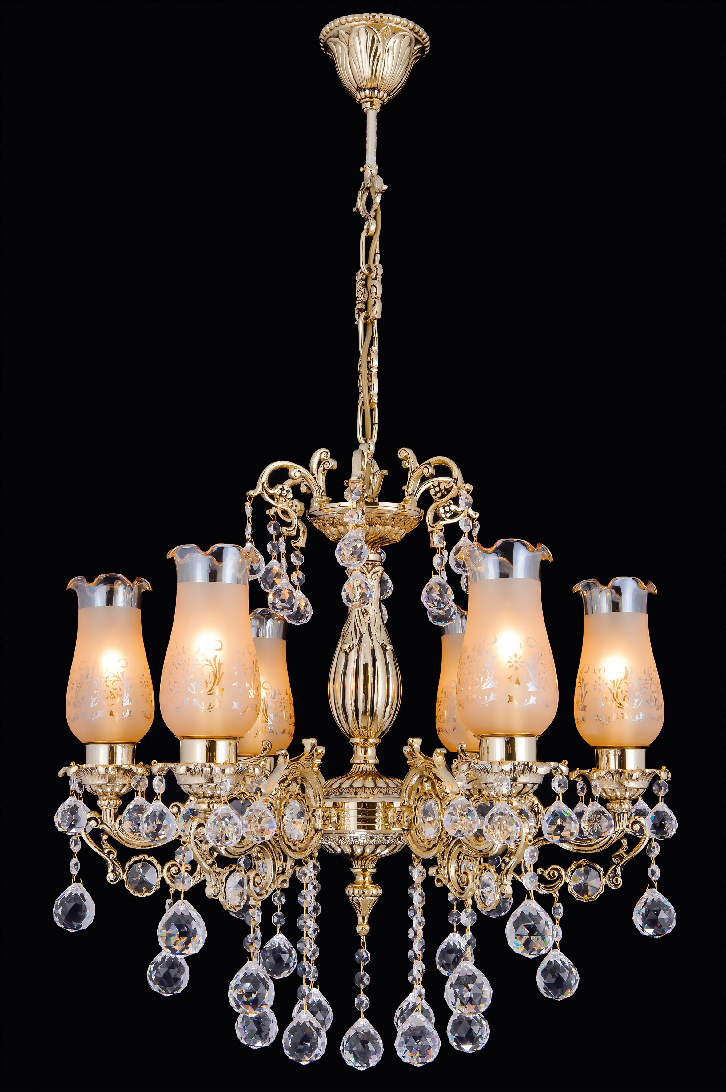 Aix-en-Provence Radiance 6-Light Asfour Crystal Chandelier in Gold Finish