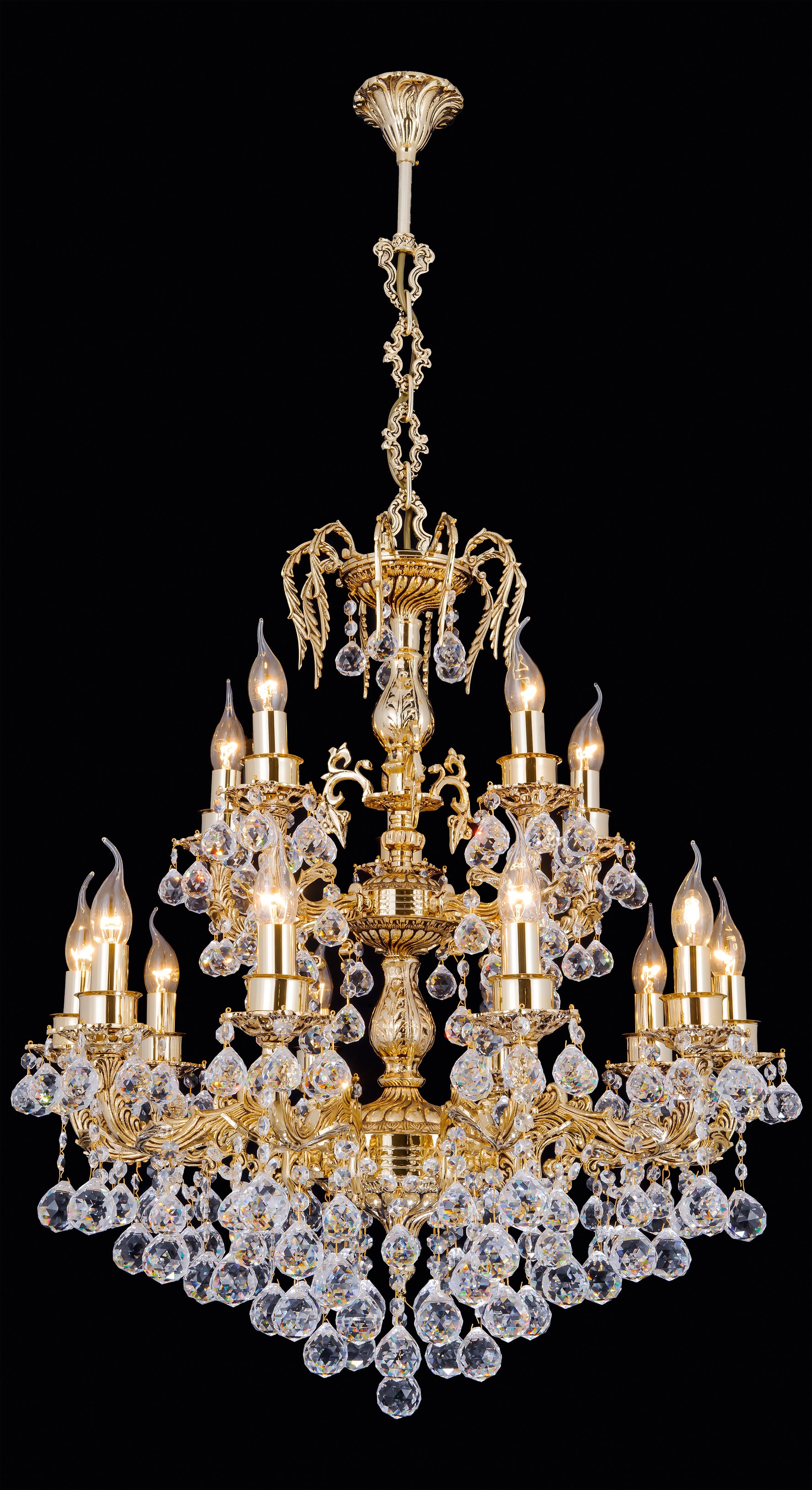 Versailles Luminance 15-Light Asfour Crystal Chandelier in Gold Finish