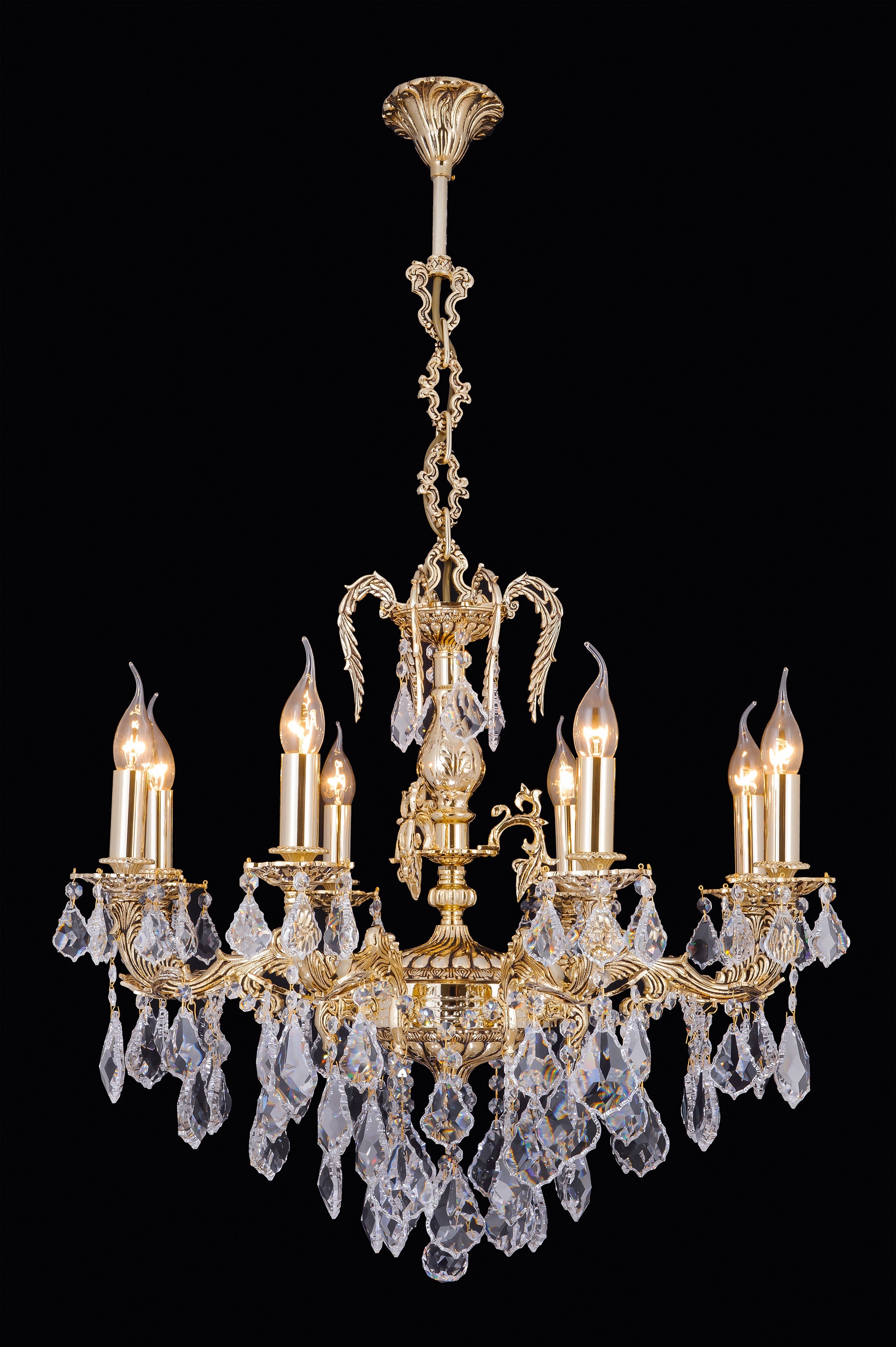 Venice Eleganza 8-Light Asfour Crystal Chandelier in Gold Finish