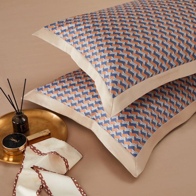 Marcella Geometric Luxury Egyptian Cotton Duvet Cover Set with Chevron Print - Venetto Design Venettodesign.com