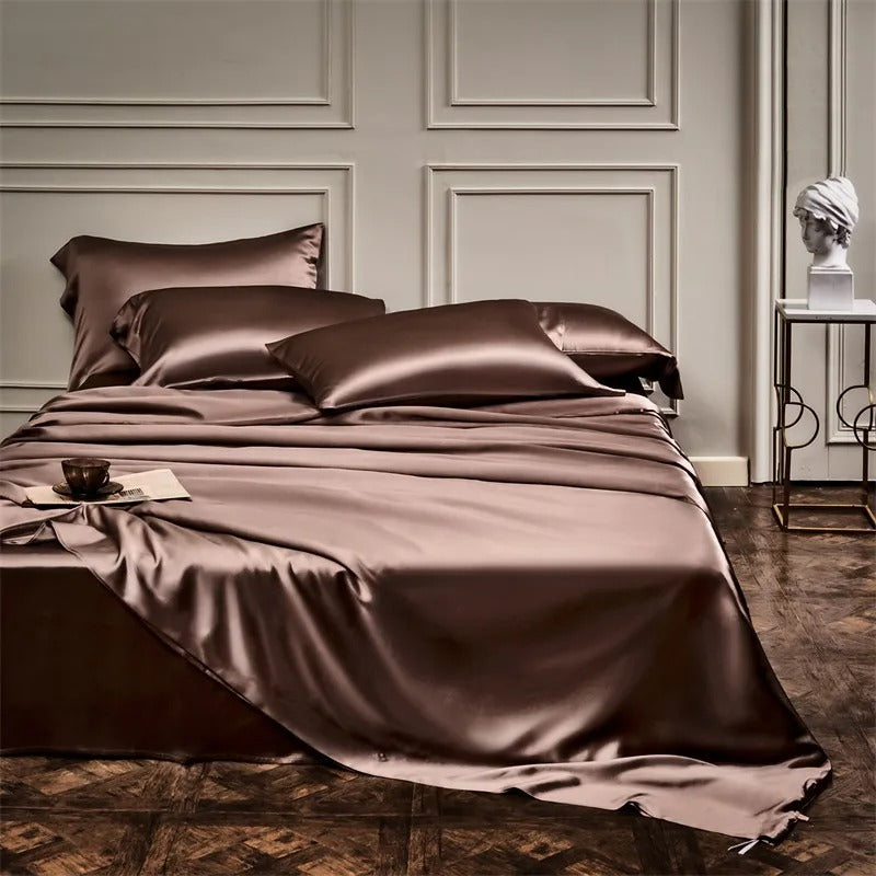 Hermione Chocolate Brown Luxury Pure Mulberry Silk Bedding Set