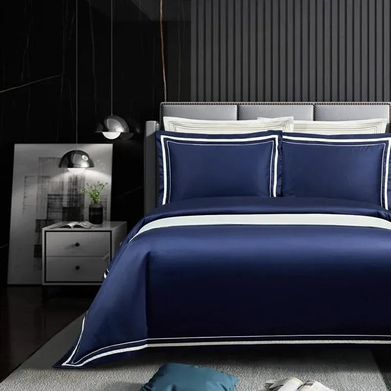 Ona Blue Luxury Egyptian Cotton Bedding Set