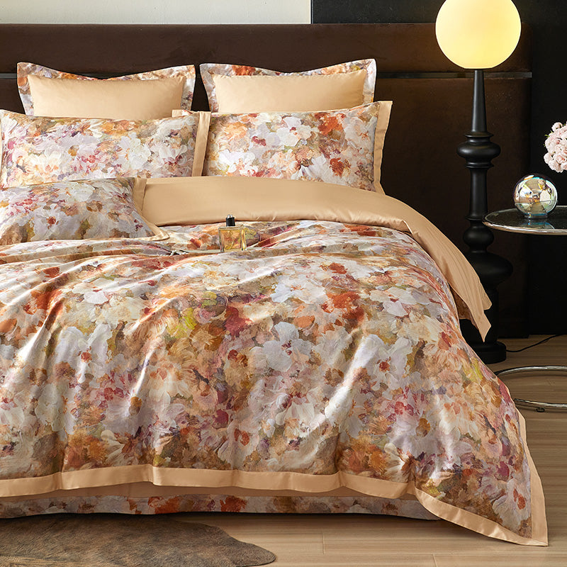 Monetta Botanical Luxury Egyptian Cotton Duvet Cover Set with Floral Bloom Print - Venetto Design Venettodesign.com