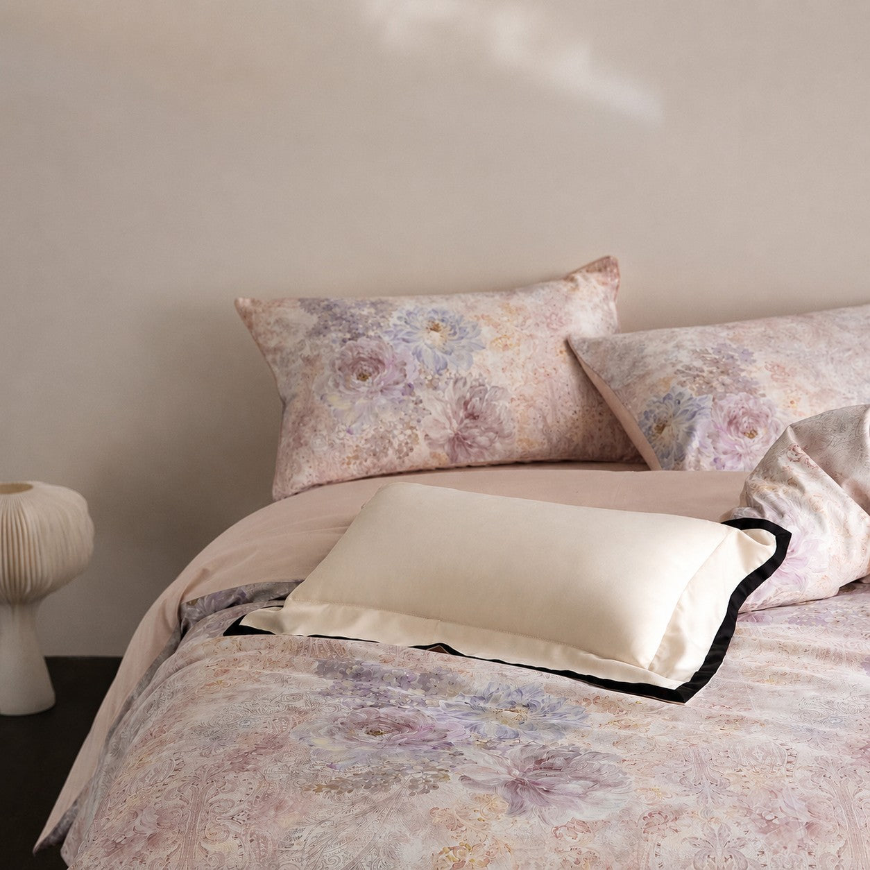 Evelisse Botanical Luxury Egyptian Cotton Duvet Cover Set with Floral and Ornamental Print - Venetto Design Venettodesign.com