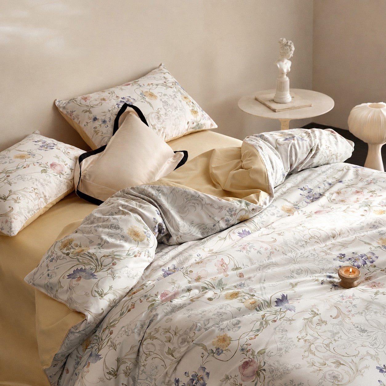 Oriana Botanical Luxury Egyptian Cotton Duvet Cover Set with Floral Print - Venetto Design Venettodesign.com