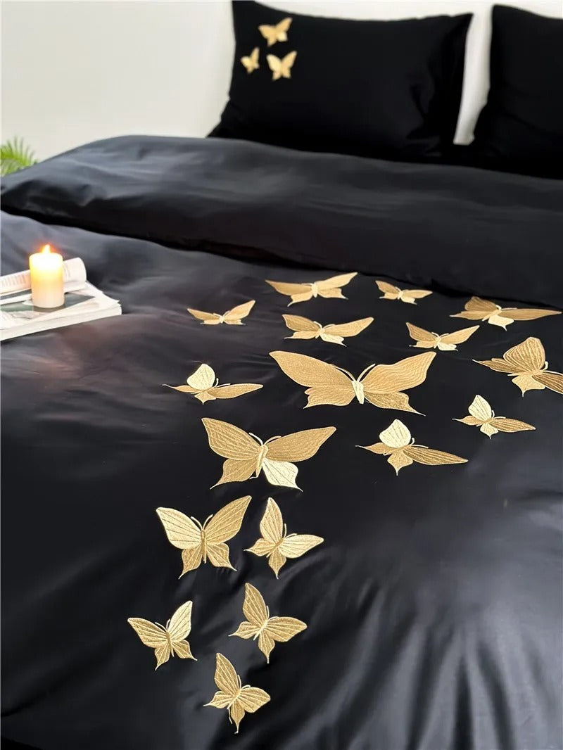 Papillon Egyptian Cotton Embroidery Bedding Set