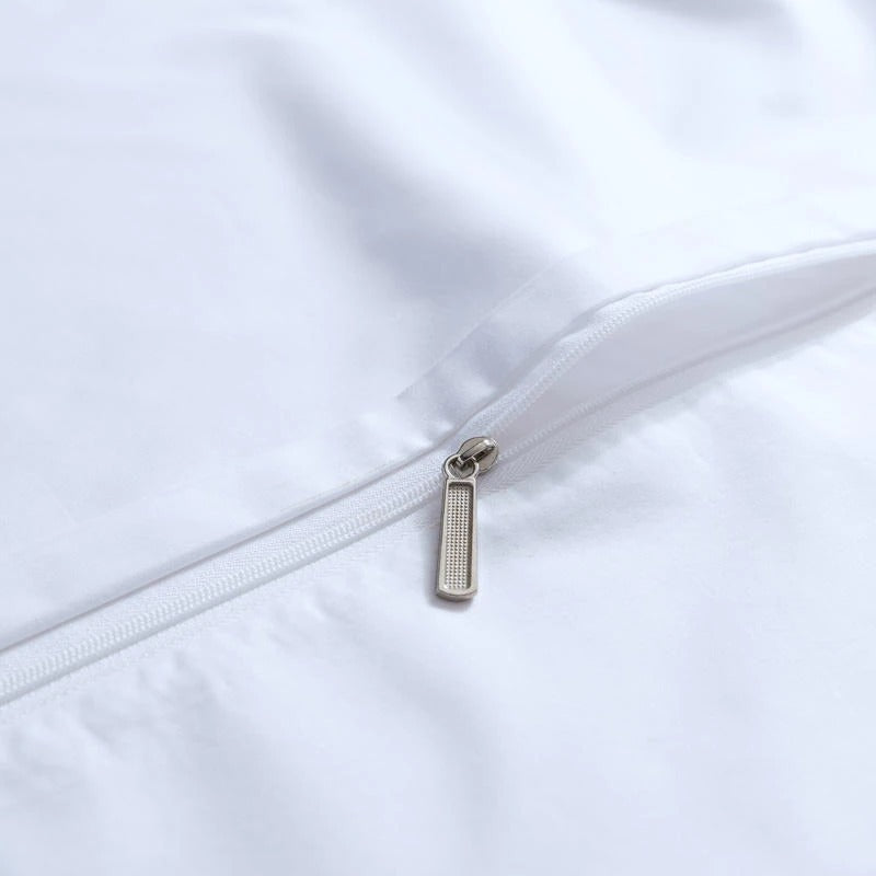 Degella Dark Blue Stripe Egyptian Cotton Luxury White Bedding Set