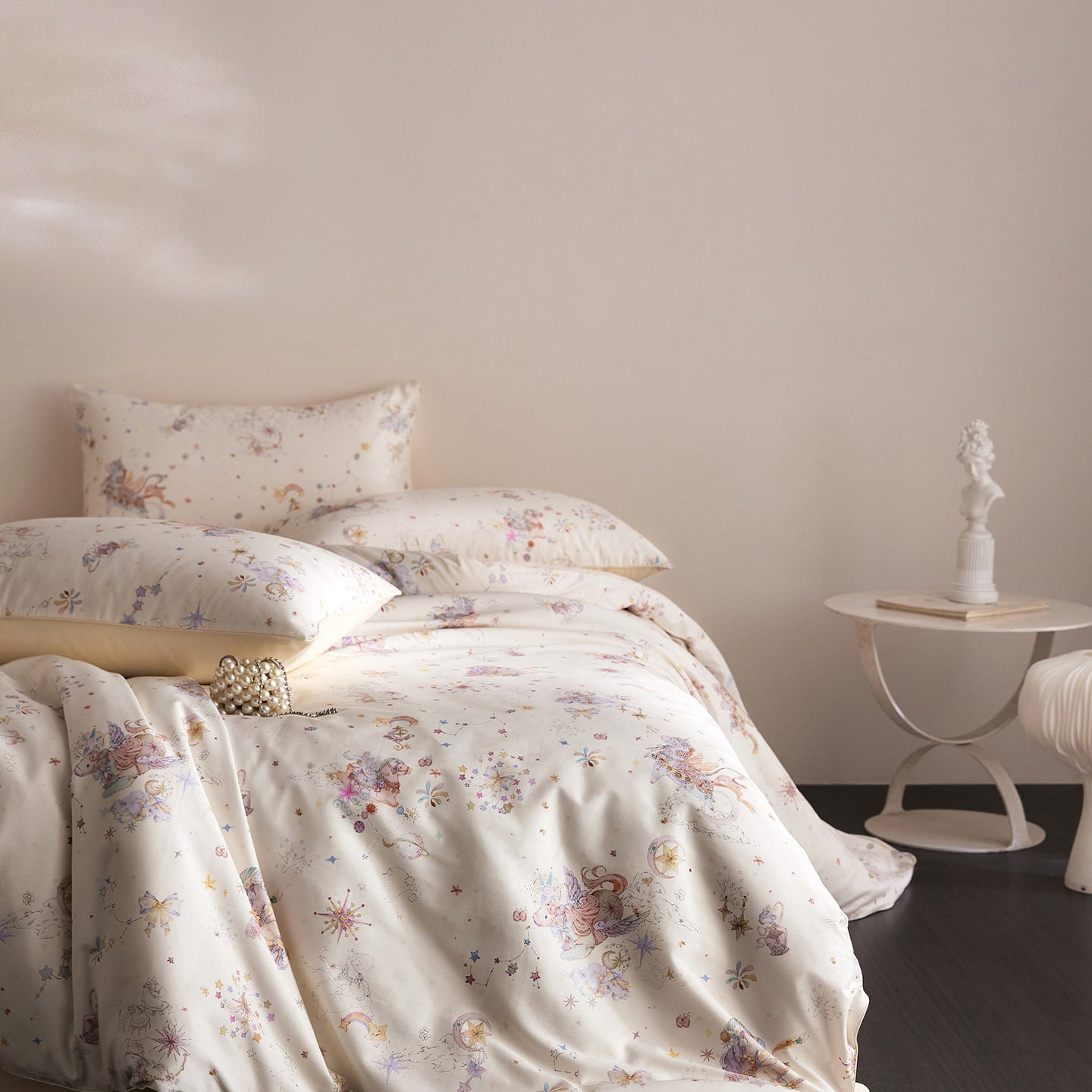 Pegasia Fairy Tale Luxury Egyptian Cotton Duvet Cover Set with Pony Print - Venetto Design Venettodesign.com