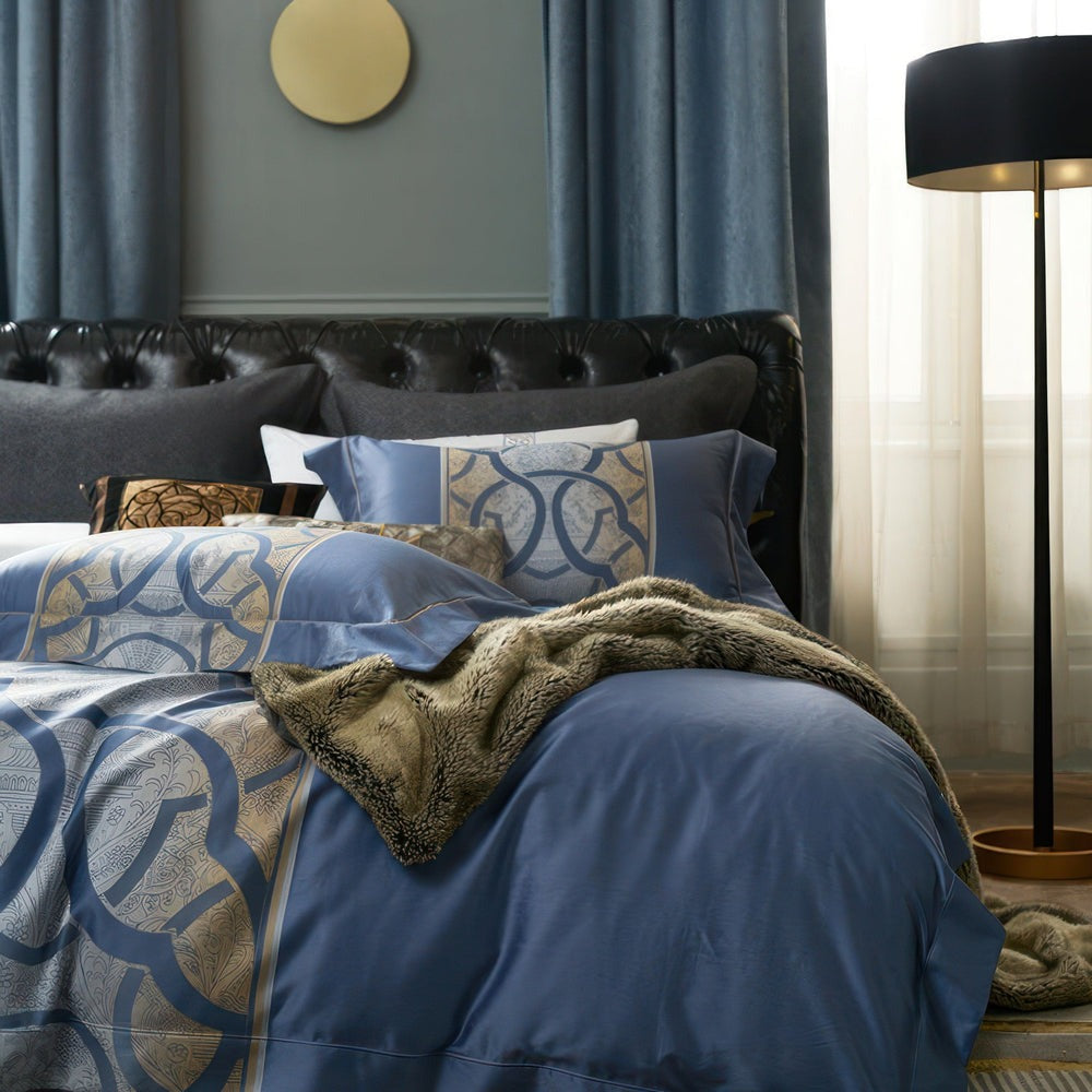 Astrid Space Blue Egyptian Cotton Bedding Set