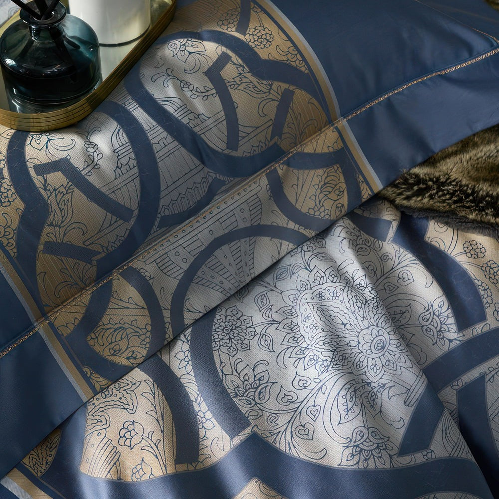 Astrid Space Blue Egyptian Cotton Bedding Set