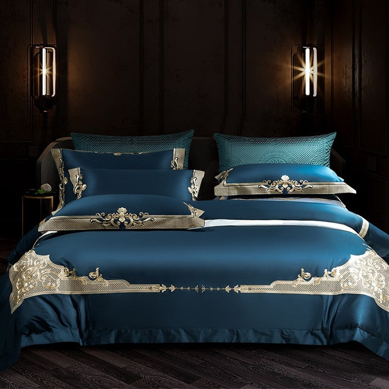 Cleopatra Dark Blue Luxury Egyptian Cotton Bedding Set