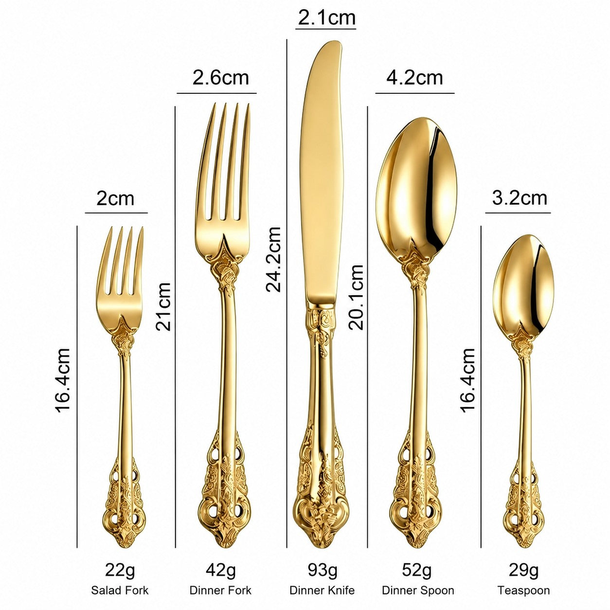 Ducal Gold 18/10 Stainless Steel Cutlery Set with Forged Handle - Venetto Design Venettodesign.com